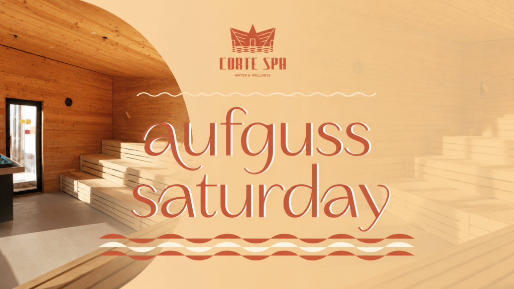 Aufguss Saturday at Corte Spa: wooden sauna interior with tiered seating